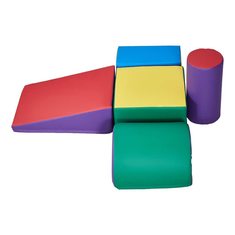 5-Piece Set Multi Color PU Leather 5-Piece Foam Climbing Blocks Set for Kids and Safe - Multi Color - N/A