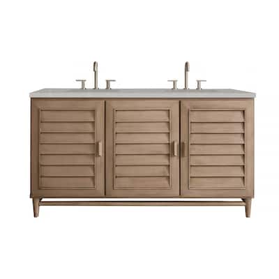 James Martin Vanities Portland 60" Double Vanity, Whitewashed Walnut