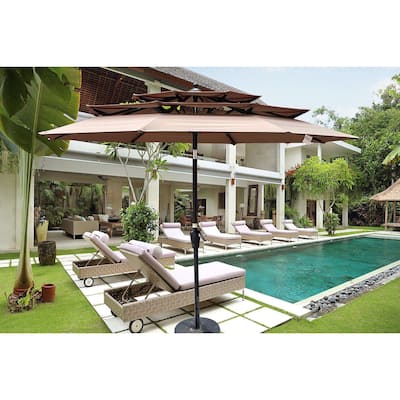 9Ft 3-Tiers Outdoor Patio Umbrella with Crank and tilt and Wind Vents for Garden Deck Backyard Pool Shade Outside Deck