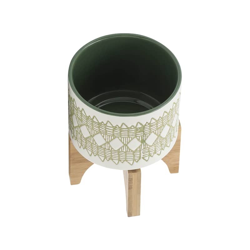 Sagebrook Home Abstract Ceramic Planter on Stand Indoor/Outdoor
