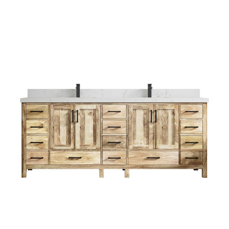 Willow Collections 84 in. W x 22 in. D Malibu Mango Double Sink Bathroom Vanity with Countertop - 2" Empira White - White Washed 