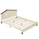 preview thumbnail 4 of 7, Cream+Walnut Full Cute Wooden Platform Bed with House-Shaped Headboard