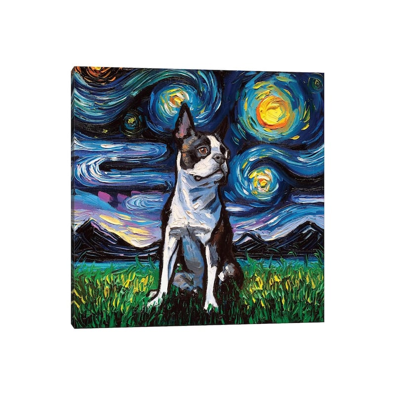 iCanvas "Boston Terrier Night II" by Aja Trier Canvas Print