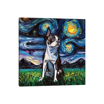 iCanvas "Boston Terrier Night II" by Aja Trier Canvas Print