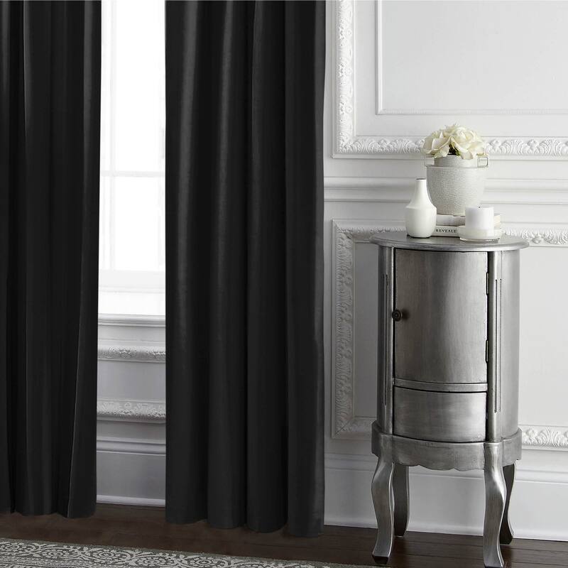 Cascade Velvet Ebony Pinch Pleat Drapery Panels Includes 2 Panels - N/A