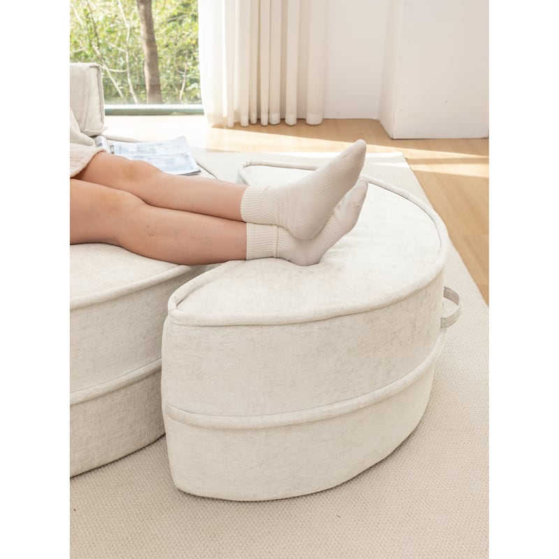 Oversized Barrel Chair with Ottoman & Pillows