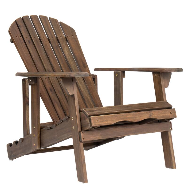Rustic Acacia Wood Foldable Adirondack Chairs with Footrest