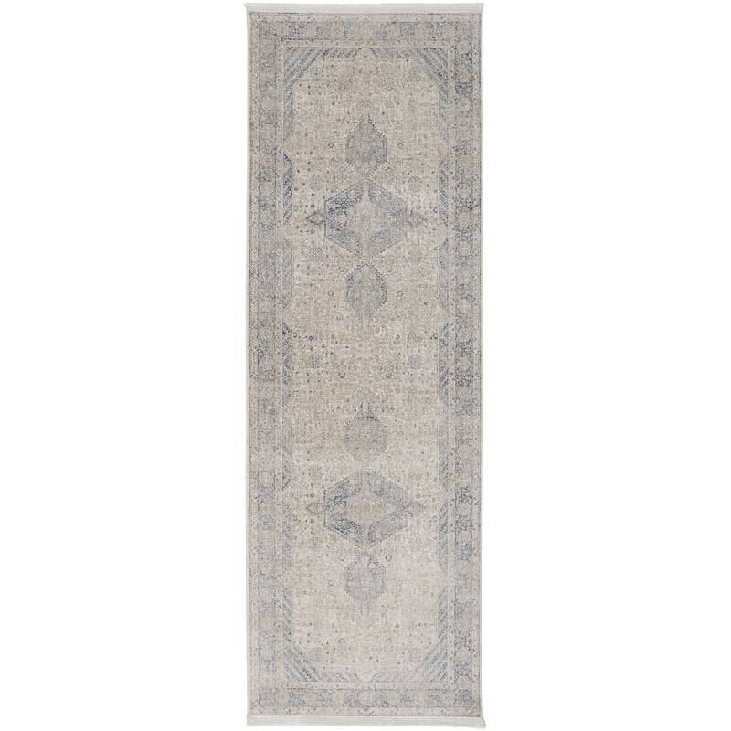 Grand Bazaar Gilford Machine Made Medallion Transitional Area Rug - 2'8" x 10' - Taupe/Gray/Blue