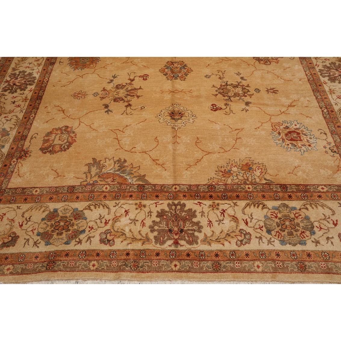 Hand Knotted Oushak Tan,Brown Oriental Wool Traditional Oriental Area