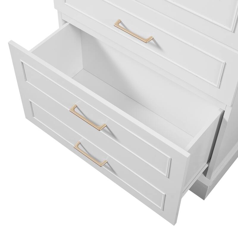 72.2"Tall Freestanding Bathroom Cabinet with 3 Drawers, Adjustable Shelf, Soft-Close Doors, MDF Panels, Steel Handles