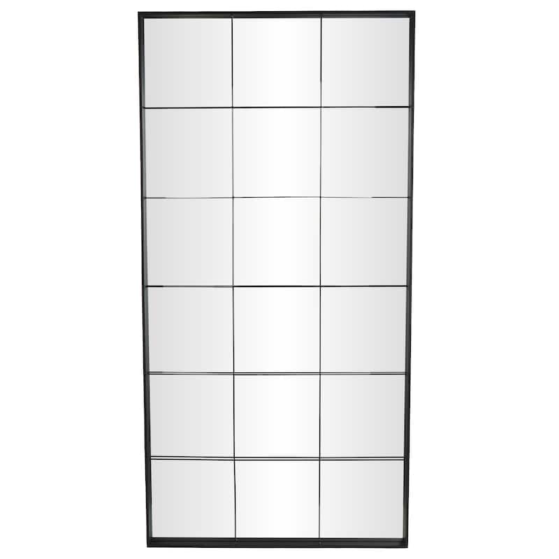 Metal Window Pane Inspired Floor Mirror - Black - Roche River Decor - Black