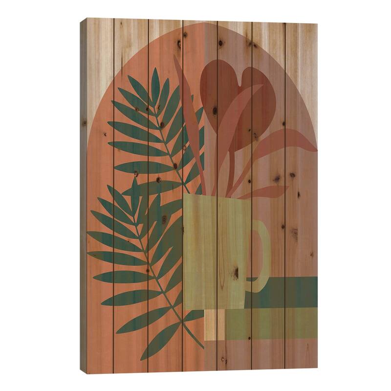 My New Garden Print On Wood by Angel Estevez - Multi-Color - 40x26x1.5