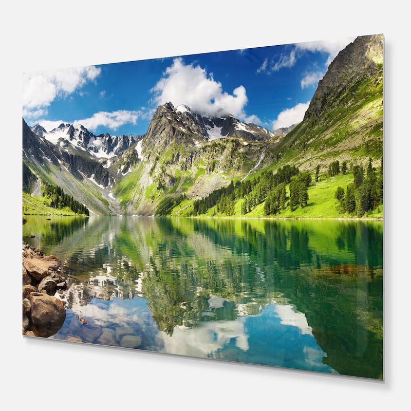 Designart 'Reflecting Mountain Lake' Landscape Metal Wall Art