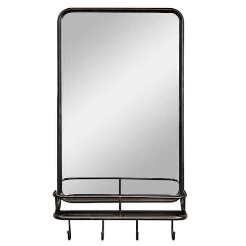 Costway Wall Bathroom Mirror w/ Shelf Hooks Sturdy Metal Frame for - See Details