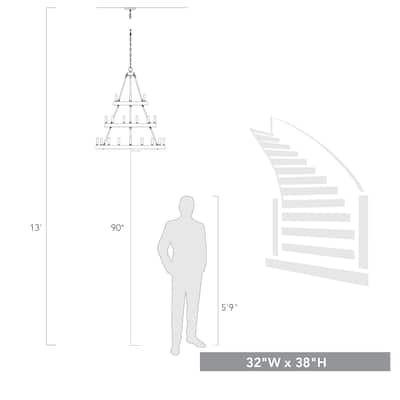 Alastair 3 Tier - 18 Light Chandelier - 35x38"