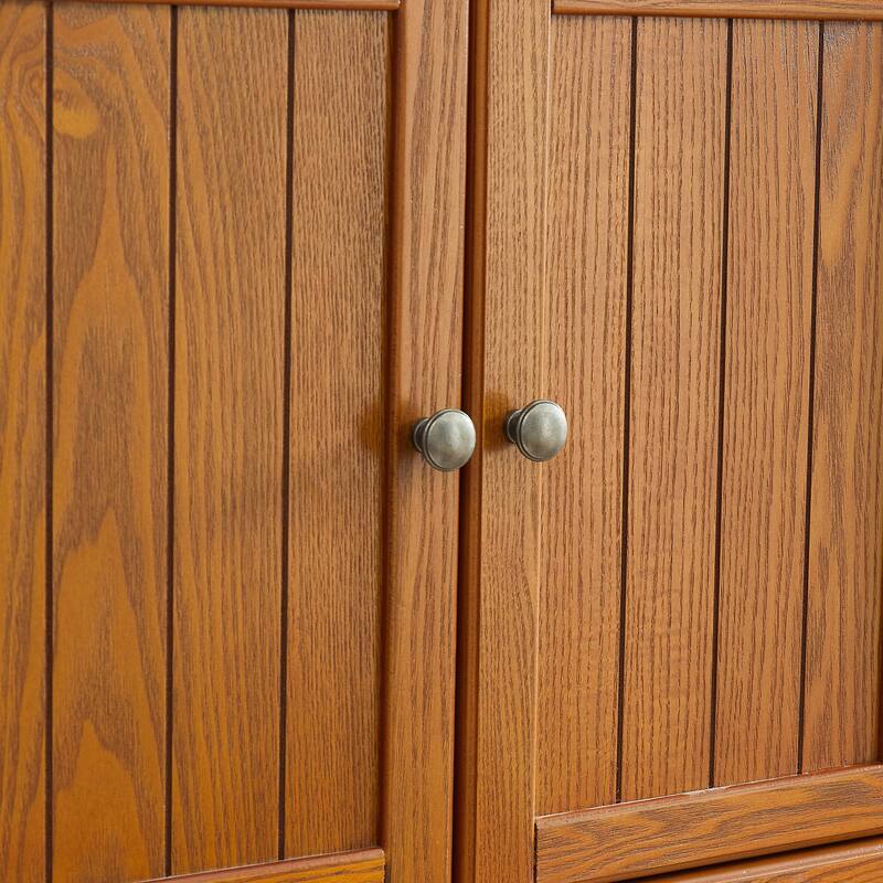 Tall Storage Cabinet Pantry Cabinet with 8 Doors, Oak Corner Cabinet Side Cabinet Hallway Cabinet for Kitchen
