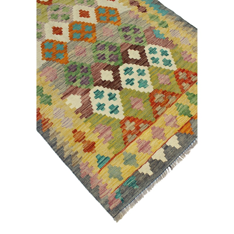 Flatweave Laiqshah Grey/Gold Rug - 3'4" x 4'11"