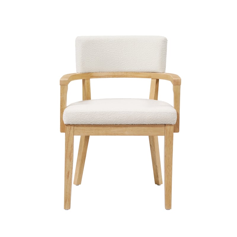Christopher Knight Home - Mid-Century Modern Boucle Upholstered Dining Chair Set with Wood Frame - Set of 2