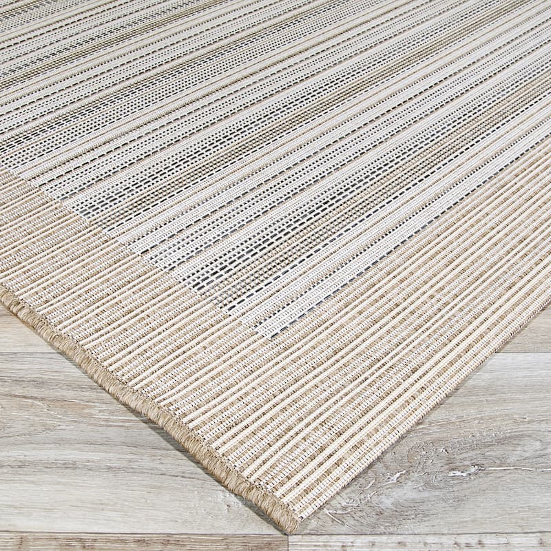 Dream Decor Rugs Samantha Stripes Tan Indoor Outdoor Area Rug