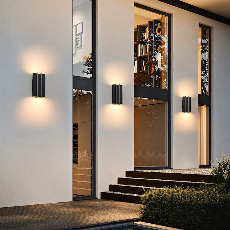 2-Light 11" Outdoor Linear Integrated LED Wall Sconce - H10.8" x W5.5" x D2.8"