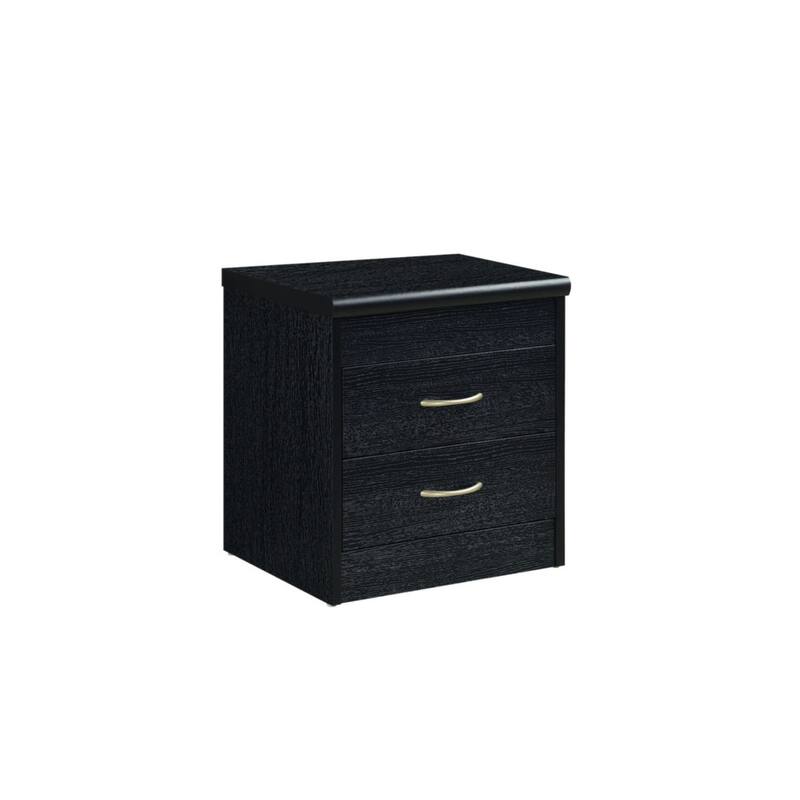 72.75" Black Two Drawer with Ring Pull Nightstand