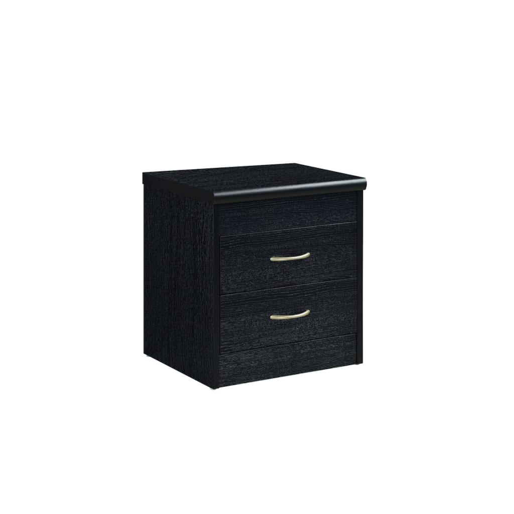 72.75" Black Two Drawer with Ring Pull Nightstand