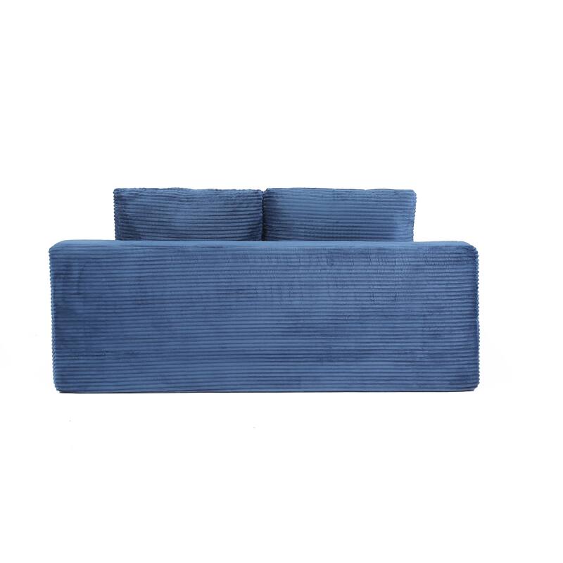 Floor Corduroy Deep Seat Loveseat Sofa with Folding Mattress Convertible Sleeper Sofa Bed with Reversible Cushion and Pillows