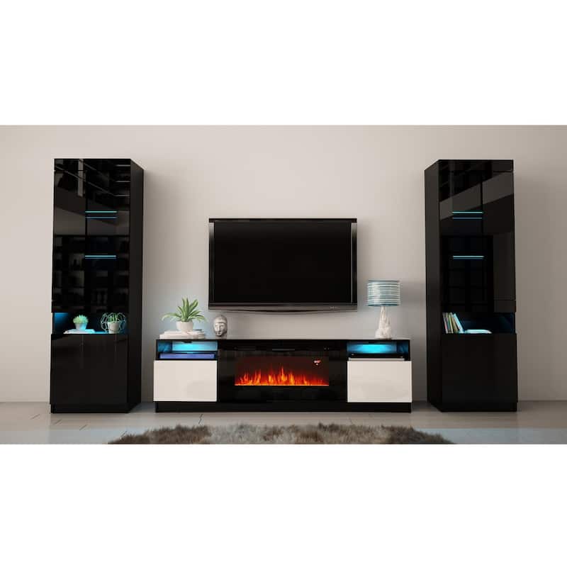 York 02 Electric Fireplace Wall Unit Entertainment Center