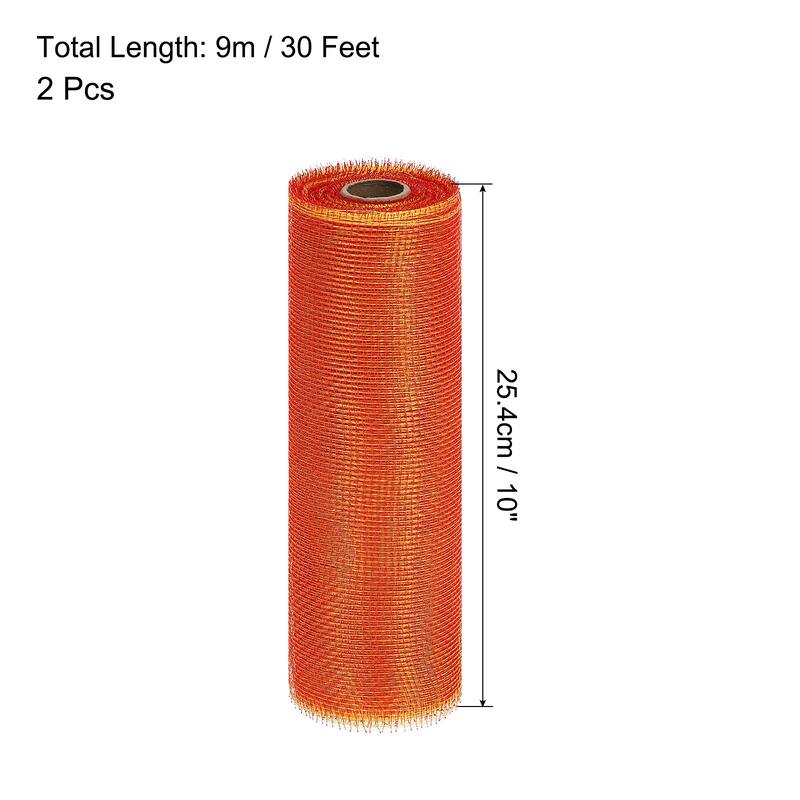 2 Pcs 10" x 30Feet PP Decorative Mesh Ribbon, with Foil - Light Brown