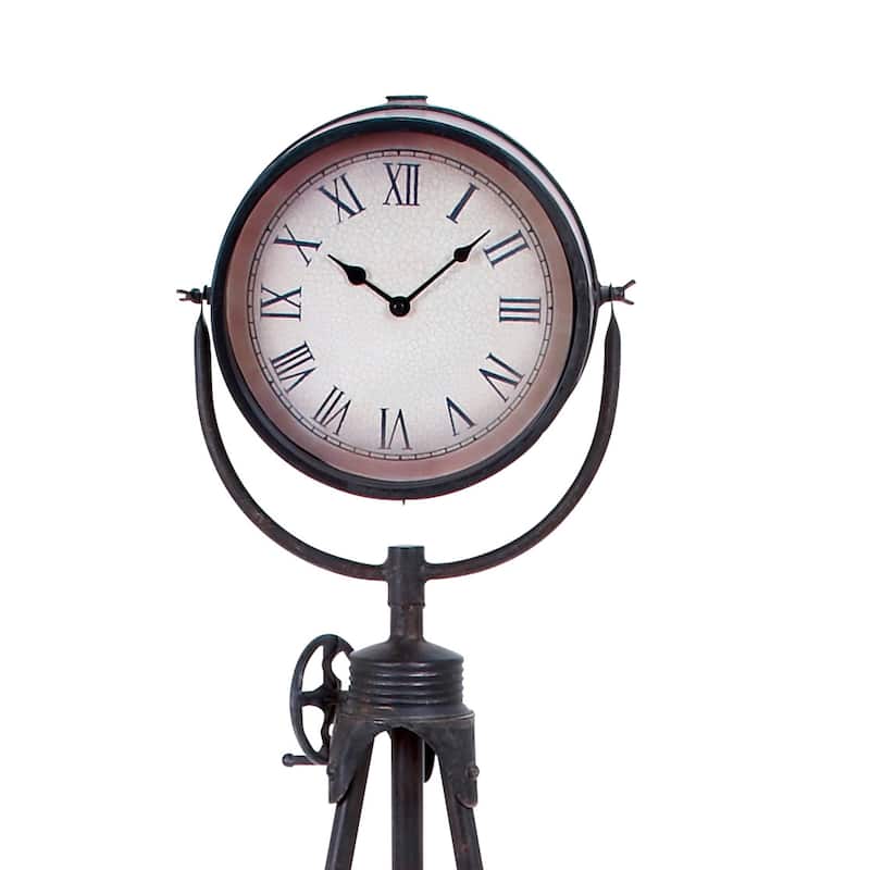 Black Metal Tall Tripod Decorative Clock
