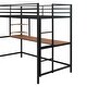 preview thumbnail 14 of 12, Modern Style Twin Metal Loft Bed with Desk, Shelve, 4-step Ladder and Guardrail, Creative Structure & Good Stability, Espresso