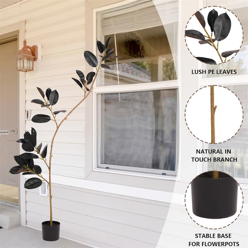 6.9ft Artificial Rubber Tree with Real Touch Leaves