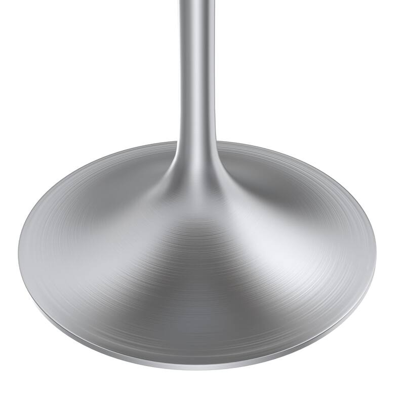 LeisureMod Verve 36" Round Dining Table with MDF Wood TableTop and Brushed Chrome Base for Kitchen & Dining Room