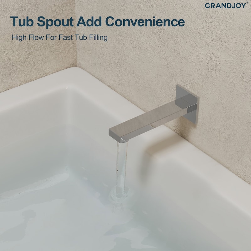 GRANDJOY 2-Function Tub and Shower Faucet Set with Single Handle Valve, Wall-Mount Design