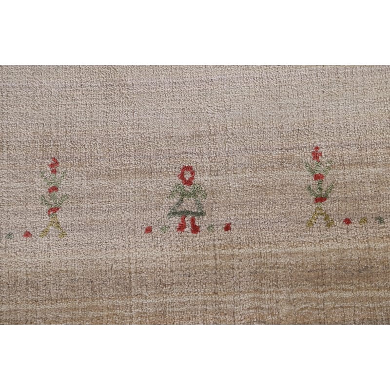 Tribal Gabbeh Oriental Area Rug Hand-Knotted Wool Carpet - 8'1" x 9'9"