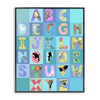 Stupell Animal Alphabet in Blue Framed Giclee Art Design By Carla Daly ...