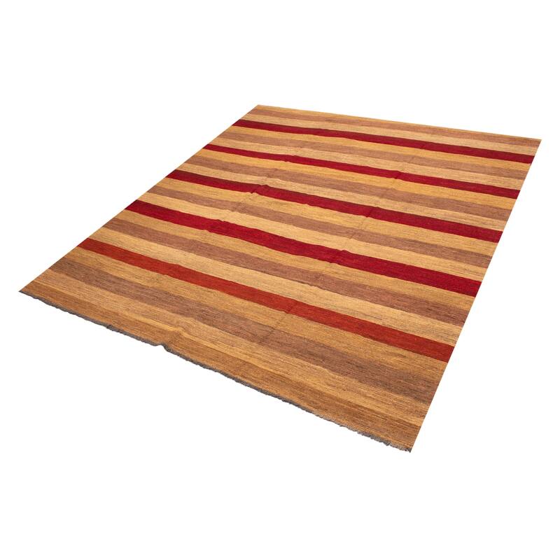 ECARPETGALLERY Flat-Weave Lahor Finest Beige, Red Wool Tapestry Kilim - 13'1 x 14'6