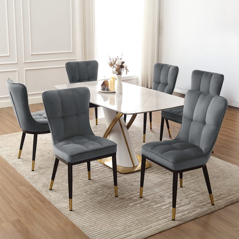Modern Velvet Upholstered Dining Chairs, Set of 2/4 - 35.8"H x 18.9"W x 23.2"D