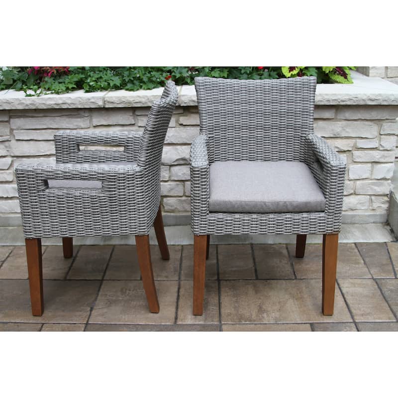 Eilaf Wicker & Eucalyptus Armchair with Olefin Cushion, 2pk.