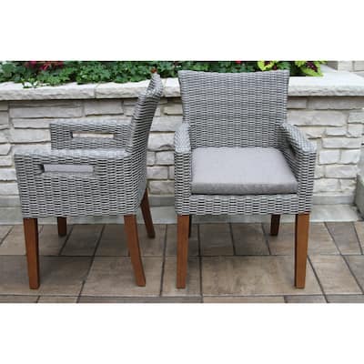 Eilaf Wicker & Eucalyptus Armchair with Olefin Cushion, 2pk.