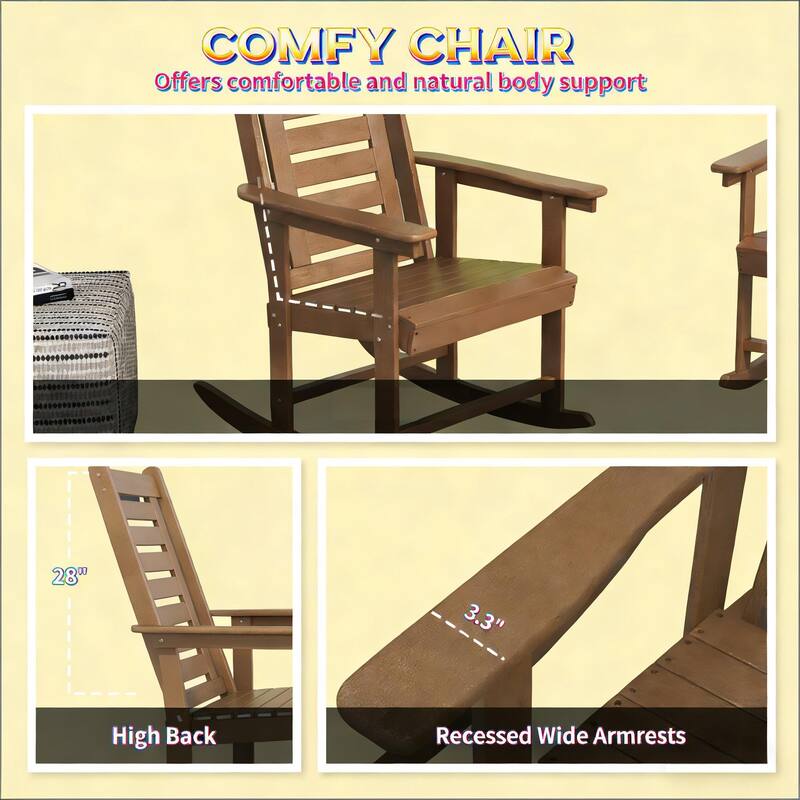 GDFStudio - Oliver Classic HDPE Outdoor Rocking Chair Set