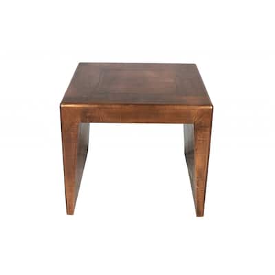 24-Inch Copper Clad Wood Square Side End Table with Metal Frame for Living Room or Bedroom - 24"L x 24"W x 24"H