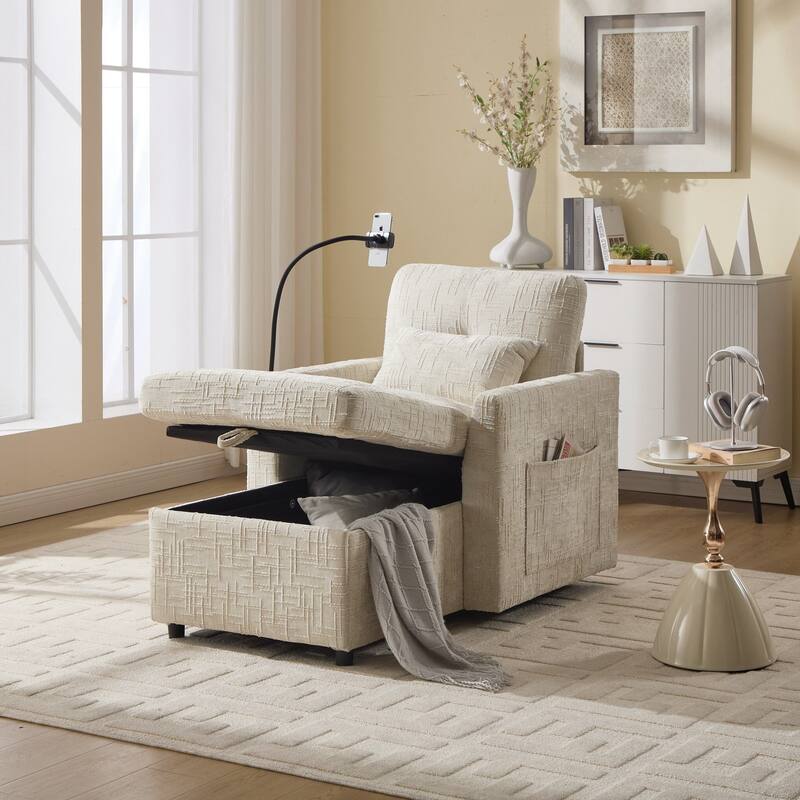 Multifunctional Lazy Person Sofa Recliner can be Stored Storage Backrest with Cell Phone Bracket Single Leisure Chair