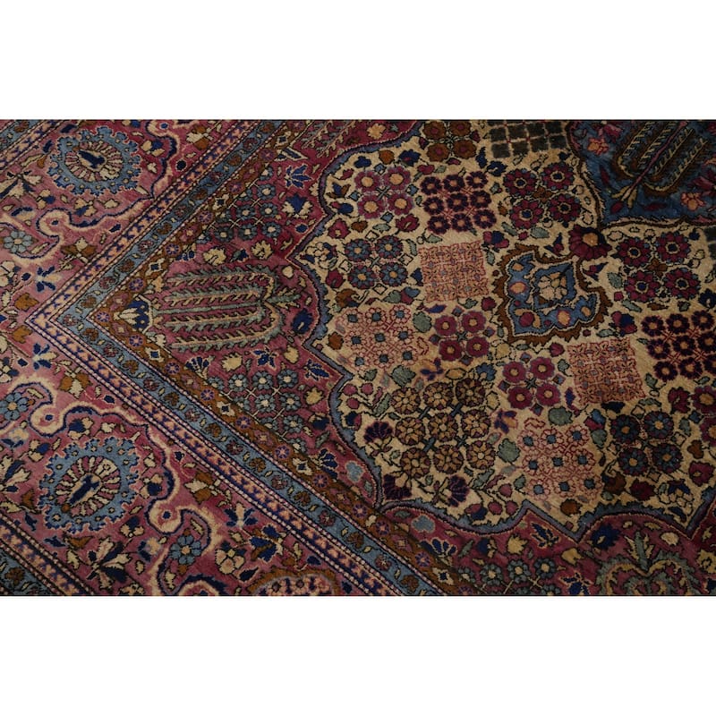 Hand Knotted Oriental 100% Silk Carpet Traditional Floral Beige & Ivories Kashan Area Rug - 6' 8'' X 4' 3''