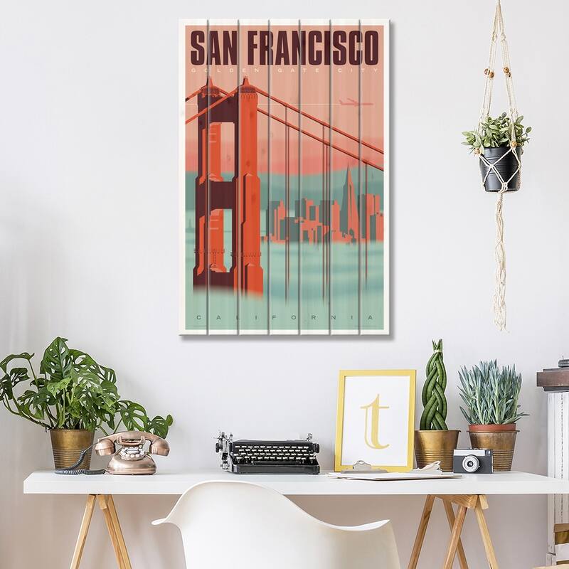 San Francisco Travel Poster Print On Wood by Jim Zahniser - Multi-Color