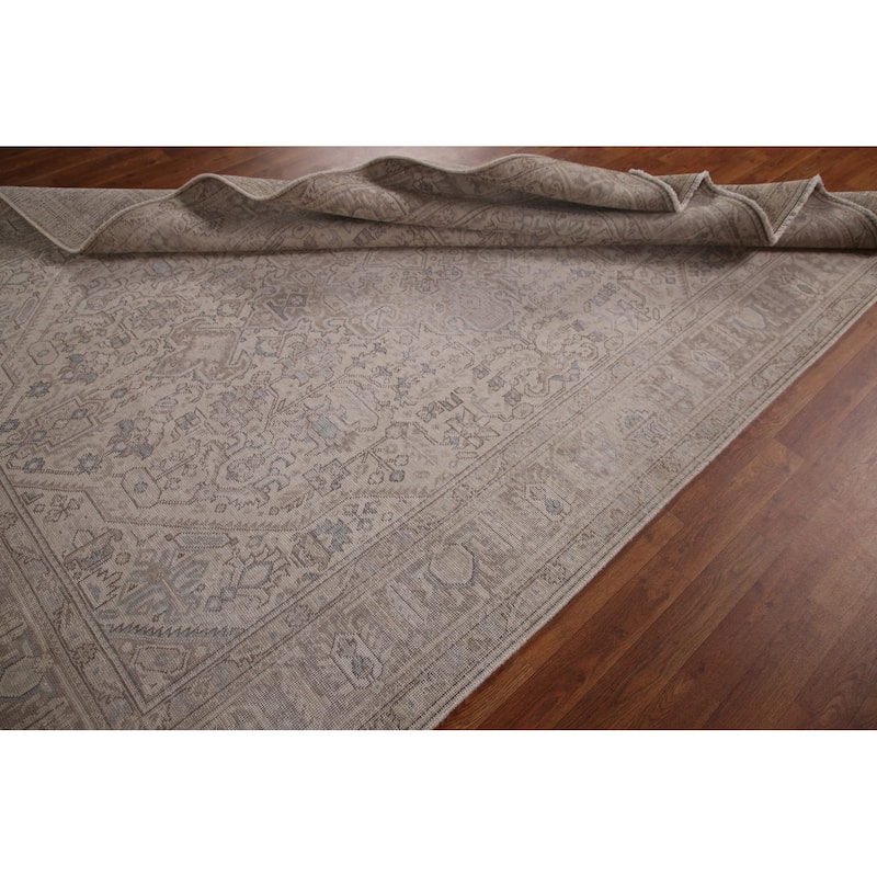 Distressed Tabriz Persian Vintage Rug Handmade Oriental Wool Carpet - 6'3" x 9'6"