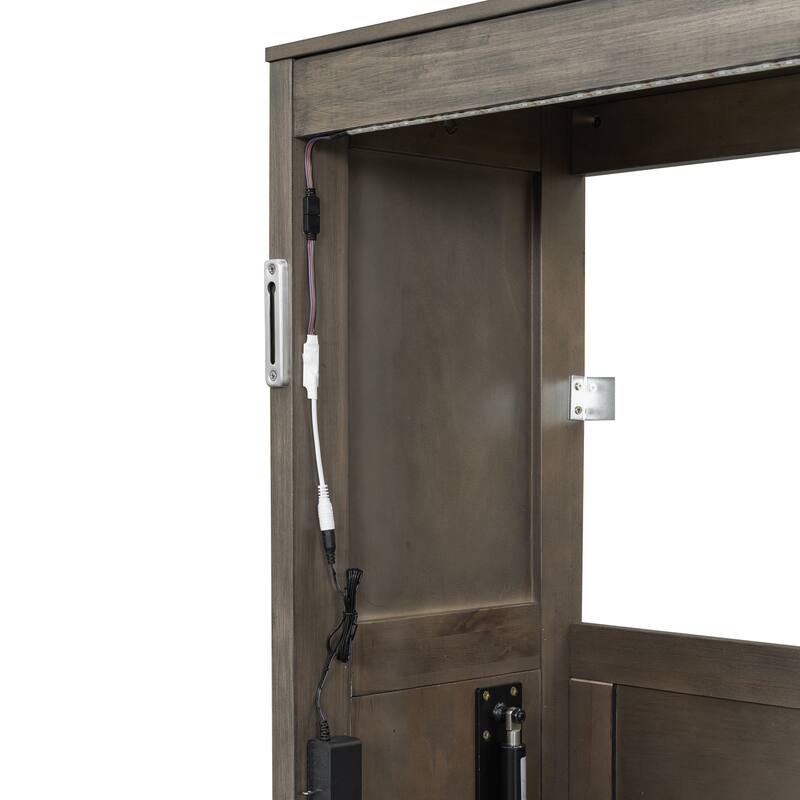 Twin Size Murphy Bed with LED Light, Foldable into a Cabinet, and Hydraulic Lift System