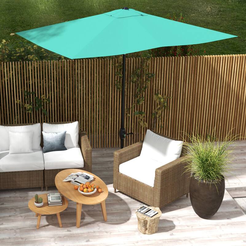 6.5ft x 10ft Rectangular Patio Umbrella with Crank and Tilt, Teal