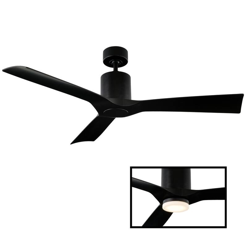 Aviator 54 Inch Three Blade Indoor / Outdoor Smart Ceiling Fan with Six Speed DC Motor in Graphite Finish. - Matte Black