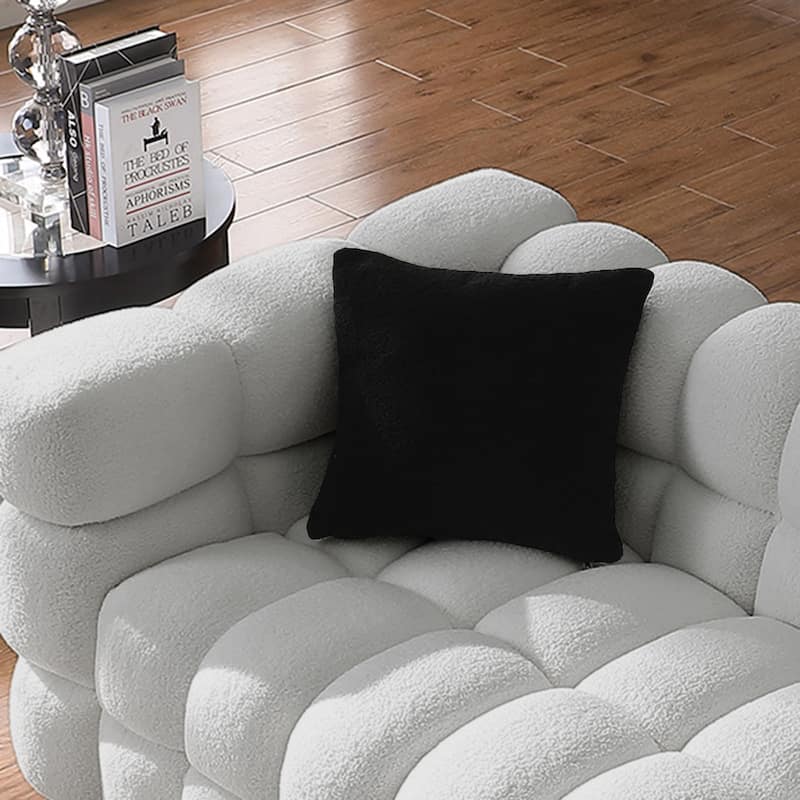 Wayna Modern Style Sofa, Sherpa Thick Cushion Double Loveseat - N/A